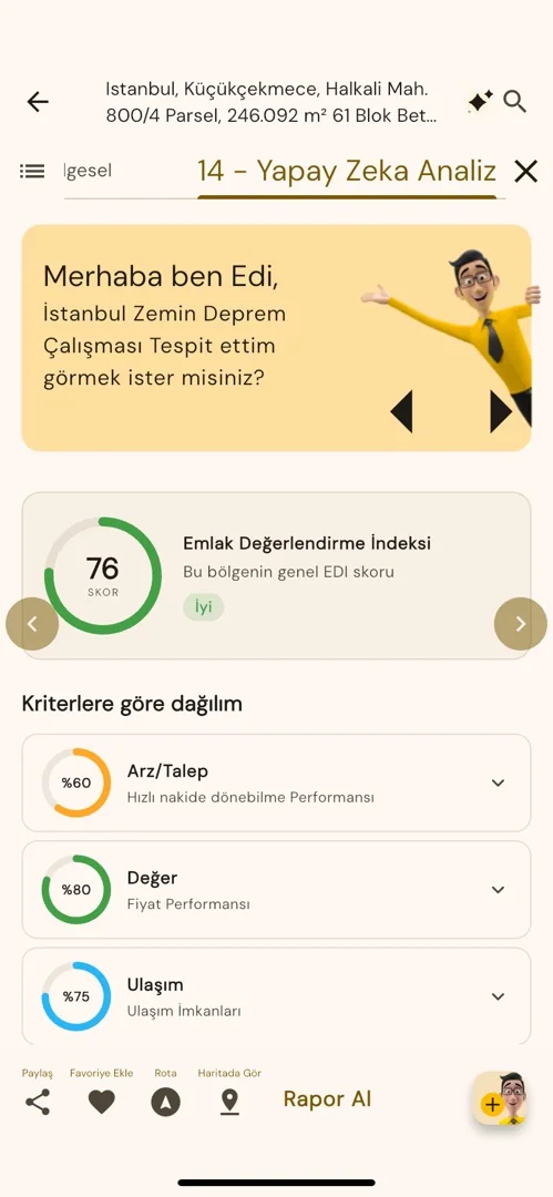 EDİ yapay zekâ analiz ekranı