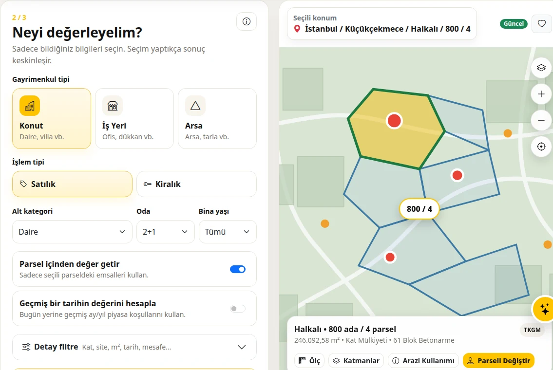 Gayrimenkulü tanımlayın ürün ekranı